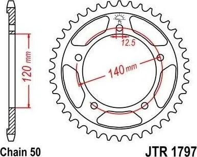 Corona JT Sprockets 179740 acero, 40 dientes, paso 530