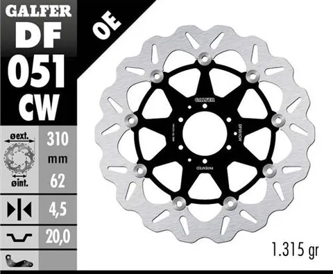 Disco Galfer Wave flotante completo (C. alu.)
