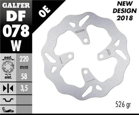 Disco Galfer Wave fijo 220x3.5mm