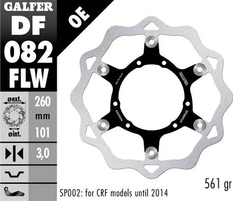 Disco Galfer Wave flotante (C. acero) 260x3mm