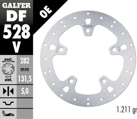 Disco de freno Galfer fijo 282X5MM