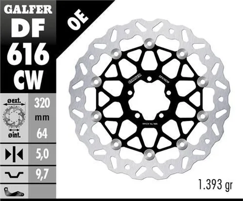 Disco Wave flotante (C.alu.) 320x5mm
