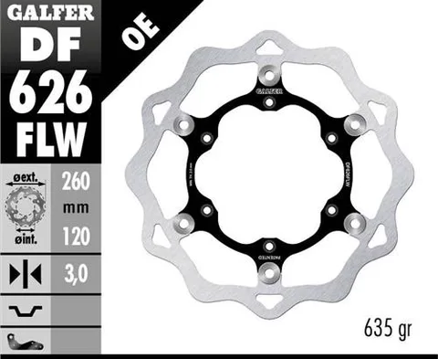 Disco Galfer Wave flotante (C. acero) 260x3mm