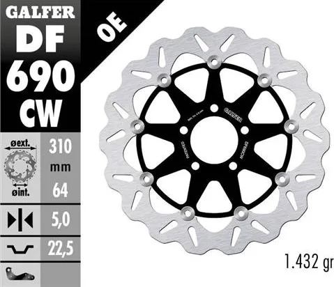 Disco Galfer Wave Flotante Completo (C. Alu.)