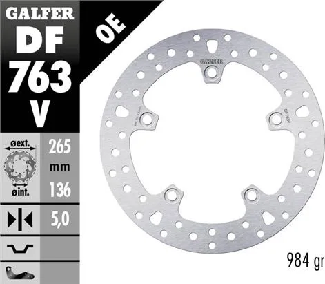 Disco Galfer Round Fijo 265x5mm