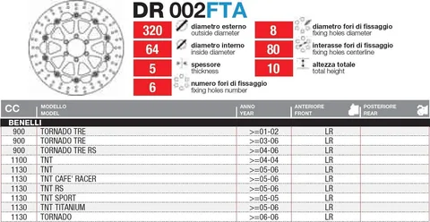 Discos de freno delantero flotante - DR002FTA