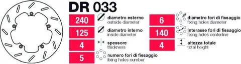 Disco freno delantero - trasero - DR033
