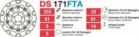Discos de freno delt Kawa ZX9-ZXR-ZZR - DS171FTA