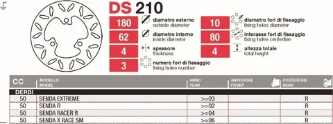 Discos de freno tras Derbi Senda-R-Extreme