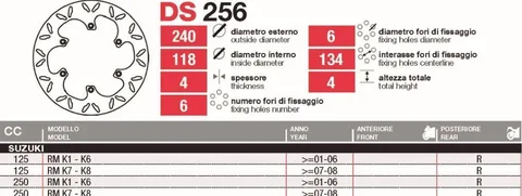 Discos de freno tras Suzuki RM 125-250 - DS256
