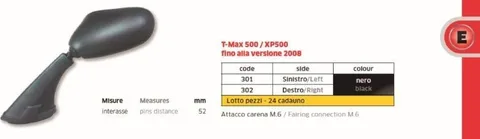 Espejo Yamaha TMAX 500 hasta 2008 dcho