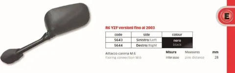 Espejo Yamaha R-6 hasta 03 dcho
