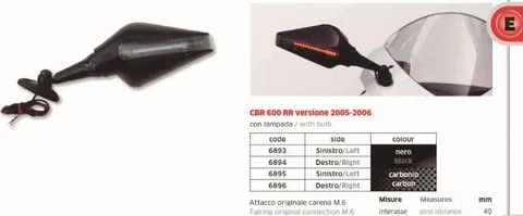 Espejo izdo CBR 600RR 05 08 NEG C inter