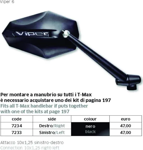 Espejo Viper aluminio derecho