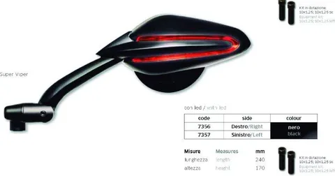 Espejo Super Viper negro con intermitente dcho