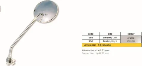 Espejo univ dcho cromo classic abrazadera 22mm