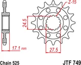 JT Sprockets Piñón JT Sprockets JTF749.16RB acero, 16 dientes, paso 525, foto 2