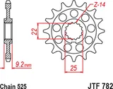 JT Sprockets Piñón de acero JT Sprockets JTF782.16 16 dientes paso 525 para Benelli, foto 2